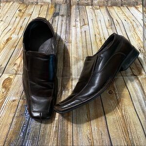 Borelli Brown Faux Leather Square Toe Miami Dress Shoes